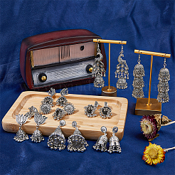 8 Pairs 8 Style Alloy Bell Chandelier Earrings Set&nbsp;EJEW-FI0002-93