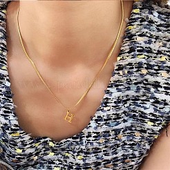 316 Surgical Stainless Steel Initial Pendant Flat Snake Chain Necklaces for Women&nbsp;WGC1053-08