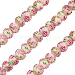 1 Strand Handmade Lampwork Inner Flower Rondelle Beads Strands&nbsp;LAMP-TA0002-72J
