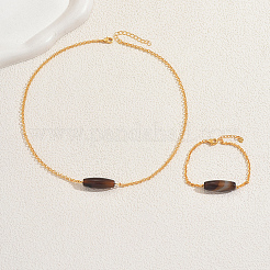 Natural Agate Oval Bracelets & Necklaces Sets for Women&nbsp;SD6681