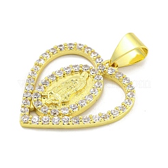 Rack Plating Brass Micro Pave Clear Cubic Zirconia Pendants&nbsp;KK-B091-21G-07