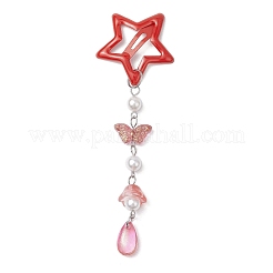 5Pcs Glass Beads and Alloy Star Snap Hair Clips&nbsp;PHAR-JH00124