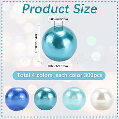 1200Pcs 4 Style ABS Plastic Imitation Pearl Round Beads&nbsp;DIY-SP0004-65