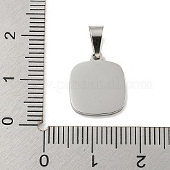 304 Stainless Steel Pave Natural White Shell Square Charms&nbsp;STAS-S130-01P
