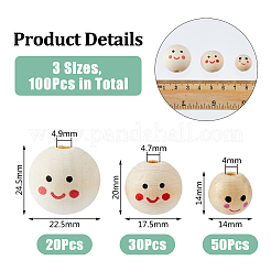 100Pcs 3 Styles Printed Wood European Beads&nbsp;WOOD-DC0001-12