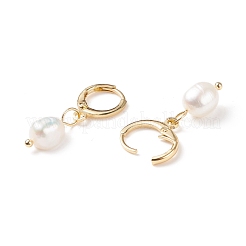 Natural Pearl Dangle Hoop Earrings&nbsp;EJEW-JE04964