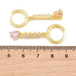 Brass Micro Pave Cubic Zirconia Hoop Dangle Earrings&nbsp;KK-CBA8324-07G-01