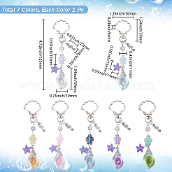 7Pcs 7 Colors Conch Luminous Transparent Acrylic & Glass Pendant Decorations&nbsp;HJEW-SC00105