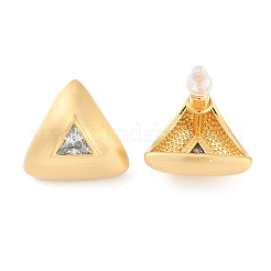 Triangle Brass Drawbench Stud Earring&nbsp;EJEW-L288-007G