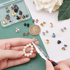 30Pcs 5 Colors Ion Plating(IP) Heart Shape 304 Stainless Steel Stud Earring Findings&nbsp;EJEW-DC0001-01
