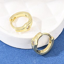 Star Brass Micro Pave Clear Cubic Zirconia Hoop Earrings&nbsp;EJEW-D348-21G