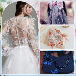 Butterfly Pattern Polyester with PET Embroidery Lace Fabric&nbsp;DIY-WH0419-45