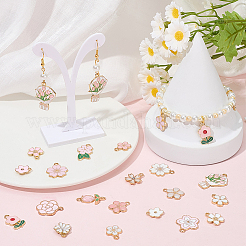 80Pcs 20 Styles Light Gold Plated Alloy Enamel Pendants&nbsp;ENAM-SC0005-95