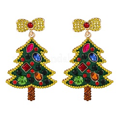 Christmas Trees with Bowknot Alloy Dangle Stud Earrings for Women&nbsp;EJEW-Z078-01A