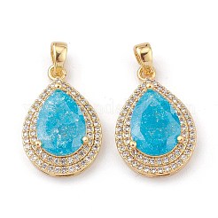 Golden Plated Brass Micro Pave Clear Cubic Zirconia Pendants&nbsp;LS-ZIRC-F123-01E