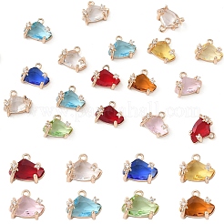 20Pcs Brass Micro Pave Cubic Zirconia with Glass Charms&nbsp;KK-YW0002-94