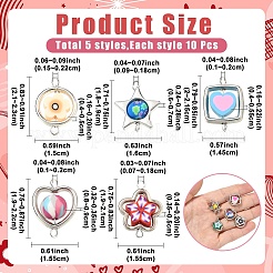 50Pcs 5 Styles Handmade Polymer Clay & CCB Frame Links Connector Charms&nbsp;CLAY-YW0002-64