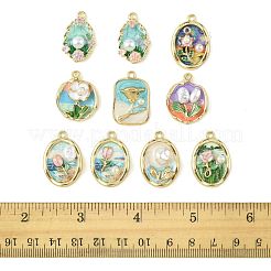 10Pcs 10 Styles Light Gold Tone Alloy Enamel Pendants&nbsp;ENAM-FS0003-82