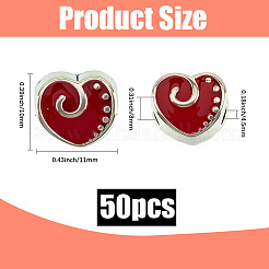 50Pcs Alloy Enamel European Beads&nbsp;MPDL-PA0001-01