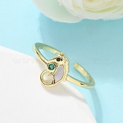 Brass Micro Pave Cubic Zirconia Cuff Rings for Women&nbsp;RJEW-C126-05G
