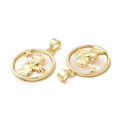 Rack Plating Brass with Shell Pendants&nbsp;KK-B068-32G