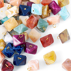60Pcs 15 Colors Rhombus Acrylic Pendants&nbsp;PALLOY-TAC0284