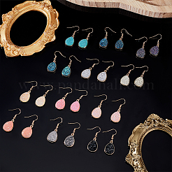 12 Pairs 12 Color Bling Resin Teardrop Dangle Earrings&nbsp;EJEW-AN0001-66