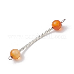 7Pcs 7 Styles Dyed Natural Quartz & Carnelian & Rose Quartz & Black Onyx & Malaysia Jade Round Beads Brass Tube Connector Charms&nbsp;PALLOY-JF03714