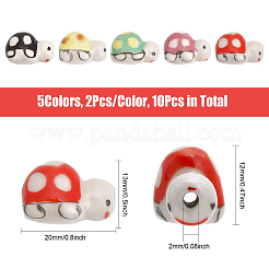 10Pcs 5 Colors Handmade Printed Porcelain Beads&nbsp;PORC-CA0001-12