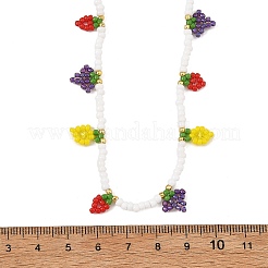 Glass Seed Beads Fruit Strawberry Lemon Grape Charm Necklaces & Bracelets Sets&nbsp;SJEW-MZ00015