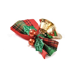Christmas Linen Big Bowknot with Iron Bell Decorations&nbsp;AJEW-S088-02A