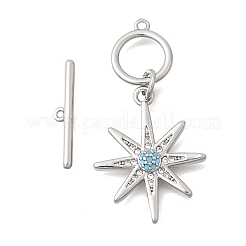 Brass Pave Cubic Zirconia Toggle Clasps&nbsp;KK-N289-09P