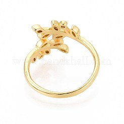 Brass Micro Pave Cubic Zirconia Cuff Rings for Women&nbsp;KK-T071-58G