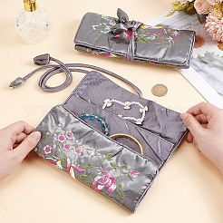 2Pcs Retro Rectangle Silk Zipper Roll Pouches&nbsp;ABAG-GO0001-02A