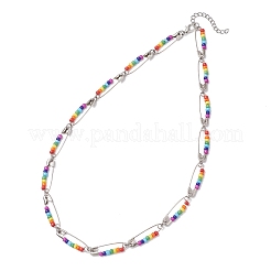 Chakra Glass Beads Dangle Earrings & Necklaces Sets&nbsp;SJEW-JS01364