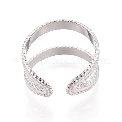 Adjustable 304 Stainless Steel Cuff Rings for Women&nbsp;RJEW-N052-25P