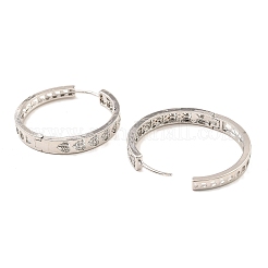 Brass Micro Pave Cubic Zirconia Hoop Earrings&nbsp;EJEW-D078-19P