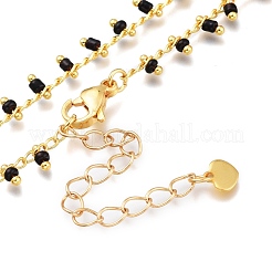 Brass Handmade Glass Beaded   Necklaces&nbsp;NJEW-JN03135-03