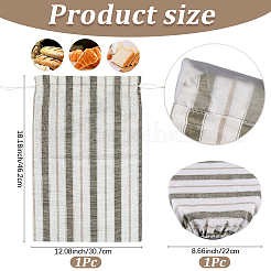 1Pc Rectangle Striped Linen Cloth Homemade Bread Drawstring Bags with 1Pc Bowl Cover&nbsp;ABAG-CP0001-25