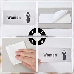 2Pcs 2 Styles Aluminum Women Restroom Toilet Sign Board&nbsp;AJEW-WR0003-26A