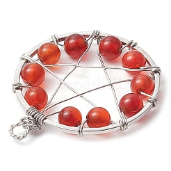 Copper Wire Wrapped Natural Gemstone Beaded Pendants&nbsp;PALLOY-JF02804