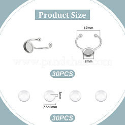 DIY Blank Dome Stainless Steel Open Cuff Ring Making Kits&nbsp;DIY-UN0006-34B
