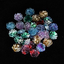 Flower Resin Cabochons with Glitter Powder&nbsp;CRES-Q006-05A