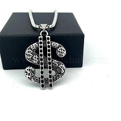 Hip-hop Style 304 Stainless Steel Dollar Sign Pendant Necklaces for Men and Women&nbsp;XW0078