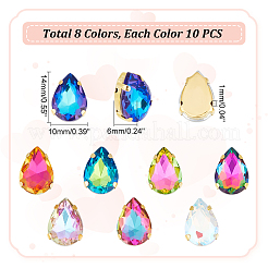 80Pcs 8 Colors Teardrop Sew on Rhinestone&nbsp;GLAA-UN0001-12