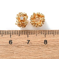 Brass Micro Pave Clear Cubic Zirconia Beads&nbsp;KK-K422-19G