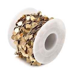 304 Stainless Steel Link Chains with Blank Disc Charms&nbsp;STAS-D391-02G