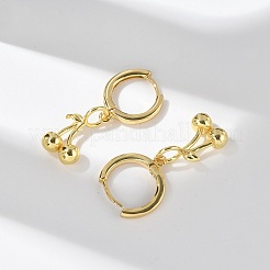 Brass Cherry Hoop Earrings&nbsp;EJEW-M077-19G-03