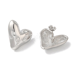 Rack Plating Brass Heart Stud Earrings&nbsp;EJEW-D073-08P