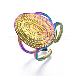 304 Stainless Steel Oval Cuff Ring&nbsp;RJEW-N038-050